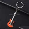 Keychains Fashion Classic Guitar Keychain Car Key Chain Ring Musical Instruments Pendant Accessories For Man Women Gift Wholesale Dro Dhv6K