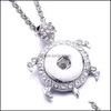 Pendentif Colliers Bouton Pression Charmes Bijoux Blanc Zircon Tortue Éléphant Fleur Pendentif Fit 18Mm Snaps Boutons Collier Pour Femmes Dhb8H