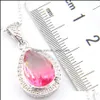 Pendant Necklaces Wholesale 12 Pcs/Lot Mti-Color Bi Colored Tourmaline Water Drop Vintage Sier Gems Pendants 925 Sterling Necklace Fo Dh6J4