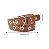 Belts Heart Shaped Buckle Belt Vintage Punk Waist Retro Leather Waistband Ladies Hollow F3MD