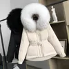 Women's Down Parkas Janveny 90% White Duck Down Coat Winter Women Hooded Huge Raccoon Fur Thicken Female Feather Puffer Clothing Parkas 220909