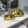 Women's Brand Genuine Leather Cloud Bag Retro Underarm Bag Luxury Gold Glitter Laser Tote Bag Pleated Dumpling Handbag Clutch Y220413 2022