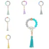 Tassel wood beads silicone Beads Bracelet key chain Bracelets female Wristlet Keys Ring DE747