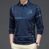 Men's Polos Long Sleeve Shirt Two-color Striped Splicing Design Top Street Trend Casual Fashion Business 220920