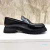 2022-Erkek Üçlü Siyah Deri Loafer'lar Elbise Ayakkabı Penny Oxfords Beyefendi Tekne Sneakers İş İş Düğün Parti Rahat Düz Topuklu