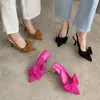 Летние женщины Slingback Sandals Shoes Fashion Bow Knot заостренные пальцы на ногах на дамских элегантных платье