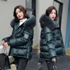 Kvinnor Down Parkas Big Fur Collar Jacket Winter Overcoat Bright Down Jacket For Women Coat Puffer Hooded 220909