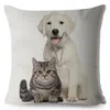 Oreiller mignon Animal chien couverture Labrador Retriever couvre 45 housse en lin voiture canapé décoration de la maison taie d'oreiller