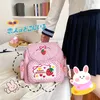 バックパックピンクガール刺繍イチゴの子供学校バッグ学生誕生日ギフト日本語漫画子供バックパック220909