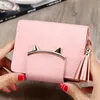 Vintage Tassel Women Wallets Luxury Brand Famous Mini Carteiras Cute Cut Cat Bolsa de couro para cartões de crédito