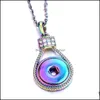 Pendentif Colliers Vintage Snap Button Bijoux Dazzle Couleur Placage Goutte Pendentif Fit 18Mm Snaps Boutons Collier Pour Femmes Hommes Noosa D Dhg4R