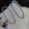 Choker Minar Cool Chunky Cuban Chain For Women Gold Color Metallic Bucket Punk Necklace Minimalist Statement Jewelry