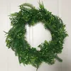 Decorative Flowers 18 Inch Artificial Faux Green Boxwood Leaves Plastic Fern Plant Garland Wreath Door Decoration