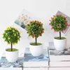 Faux Floral Verdure Vert Petit Arbre Bonsaï Mariné Avec Mini Roses Fleurs Pour La Maison Jardin Salon Salle De Bains Ornement De Bureau Faux Fleurs Bonsaï J220906