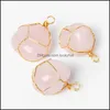 Stone Stone Pendant Irregar Rose Quartz Agate Tiger Eye P￤rlor Pendants Guld Charms f￶r DIY -smycken Making Halsband ￶rh￤ngen Drop Deli Dhwrn