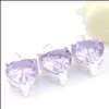 ペンダントネックレスミックス3PCSアメジストNEW 925 STERLING SIRE PENDANT HEART PURPLE GEMSTONE NECKLACES LADY PARTYギフトドロップD DHNYY