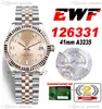 EWF Just 126331 A3235 Automatic Mens Watch 41 Two Tone Rose Gold Fluted Bezel Champagne Diamond Dial JubileeSteel Bracelet Super Edition Same Series Card Puretime C3