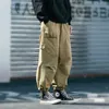 Calça masculina calça de carga preta homens calças de pernas largas casuais jogadoras de rua harajuku hip hop lenço de tornozelo de calça techwear roupas 2021 fash t220909