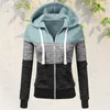 Damen Hoodies Sweatshirts Patchwork Casual Slim Reißverschluss Mantel Outdoor Herbst Winter Jacke Sport Mode Langarm Kapuzenpullover 220909