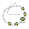 Charmarmband f￶r kvinnor sier f￤rg armband retro runda gr￶na peridot mode armband ny￥r g￥va 8 "droppleverans 2021 smycken dhvud