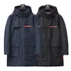 22fw 이탈리아 유명 럭셔리 남성 롱 거위 다운 재킷 북쪽 겨울 후드 코트 레드 라벨 편안하고 따뜻한 재킷 비즈니스 캐주얼 남성 의류 M-3XL