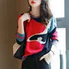 Kobiety swetry Spring Autumn Pullovers moda dzika leniwa luźna kolorowa kolorowa dzianina skoczkowa żeńska topy z długim rękawem 220908