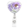 10 pcs/lot Fashion Key Rings New Design Heart Shape Stethoscope Dried Flower Resin Badge Clip Retractable ID Name Tag Badge Reel For Nurse Doctor Student