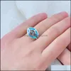 Solitaire Ring Chigh Quality Natural Rainbow Mystic C Sterling Sier 925 For Women Jewelty Rings Drop Delivery 2021 Jewelry Carshop2006 DHKDL