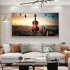 Pittura Immagine creativa Città Violino Danza Edificio Arte su tela Poster e stampe scandinavi Immagine da parete per soggiorno