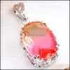 Pendant Necklaces 10 Pcs /Lot Unique Mix Rainbow Crystal Zircon Gemstone 925 Sterling Sier Pendants Necklace For Women Bi Colored Tou Dhqiw