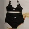 Costume da bagno bikini ricamato Moon Set slip reggiseno da donna di design Set intimo da donna a vita alta due colori340K