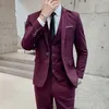 Men's Suits Blazers Boutique S-5XL suit Vest Trousers Men's Solid Color Fashion Business Gentleman Casual Slim Wedding Dress Three-piece Suit 220909