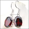 Ensembles de bijoux de mariage en gros 3pcs / set Lady Weddings Bijoux Ensembles Garnet Red Garnet 925 Sterling Sier Collier Pendants Ring Zirco Dhv9x