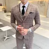 Erkekler Suits Blazers Sonbahar Blazer İngiliz Stil İnce Takım Pantolon Yelek / Erkekler İş Elbise Ceket Ceket Pantolon Yelek Üç Parça Seti 220909