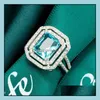 With Side Stones Fashion Simple Design Huge Square Blue Zircon Rings For Women Wedding Engagement 6 Pcs Drop Delivery 2021 Jewelry Lul Dhu10