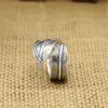 925 Sterling Silver Crooked Curly Feather Adjustable Band Rings Simple Antique Vintage Handmade Designer Punk Luxury jewelry accessories gifts