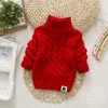 Pullover ienens Kids Girl Sweater Tricots Turtleneck Pullover Baby Winter Tops Solid Color Sensters Autumn Boy Girl Sweater Warm 220909