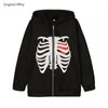 Women's Hoodies Sweatshirts Fashion Y2K Skeleton Hoodies Gothic Black Zip Up Oversized Streetwear Ladies Retro Harajuku Jacket Y2209