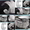 Bracelet 6Pcs Fl Blanc Cubic Zirconia Gems 925 Sterling Sier Bracelets Ouverts Russie Australie Usa Bracelets Bijoux Drop Delivery 2021 Dhse Dhpon
