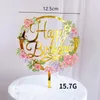 Feestelijke benodigdheden cake topper lichte bloem gelukkige verjaardag ingebrachte kaart acryl elegante lettertype feest bak decoratie sn3661