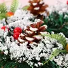 Decorative Flowers Christmas Wreath Artificial Pinecone Red Berry Garland Hanging Ornaments Front Door Wall Decorations Tree #t1g