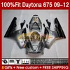 Carénages de moulage par injection pour Daytona 675 675R 2009-2012 Bodys 150No.7 Daytona675 09 10 11 12 Carrosserie Daytona 675 R 2009 2010 2011 2012 Kit de carénage OEM stock argenté