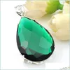 Pendant Necklaces 6 Pieces Huge Crystal Water Drop Fire Green Quartz Gemstone 925 Sterling Sier Women Wedding Engagement Pendants Jew Dhjwr