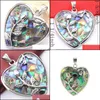 Pendant Necklaces 6Pc/Lot Natural Abalone Shell Pendant Heart-Shaped Rose Flower Women Necklaces Usa Israel Wedding Engagement Jewelr Dh0Wi