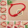 Braccialetti con ciondoli Good Lucky Five Emperor Money 2,4 Cm Moneta di rame reale Bracciale con cordino rosso Charm Uomo Donna Braccialetto Fortuna Accessori Dro Dhzgi