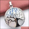 Pendentif Colliers Arbre De Vie Pendentif Vintage Magnifique Rond Blanc Pierre De Lune Gemmes Sier Pour Femmes Bijoux Australie Usa Drop Delivery Dhi6Y