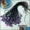 Anhänger Halsketten BK Kristall Natürliche Halskette Großhandel Heilung Anhänger Amethyst Rohstein Klarer Quarz Fluorit Citrin Rose Drop Dhjee