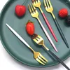 Zestawy sztućców 6/12PCS Fruit Fork 304 Cake ze stali nierdzewnej Forks Białe złoto kolorowe herbatę Zestaw naczynia el imprezowy zapasy restauracji