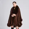 Women's Fur Faux Elegant V Lapel Rex Rabbit Coat Cape Winter Women Big Long Shawl Full Trim Knit Cloak Overcoat Parka 220909