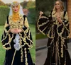 Traditionele Kosovo Albanese prom Formaljurken 2023 Zwart goud kanten moslim Arabische jas met lange mouwen Caftan avondjurk Vestido de fiesta